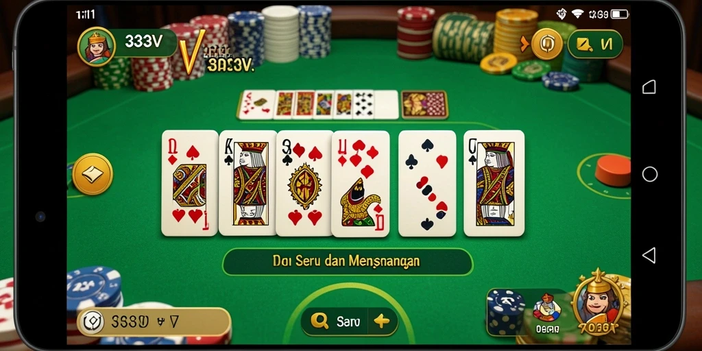 Tampilan gameplay seru dari 333V saat permainan domino berlangsung.