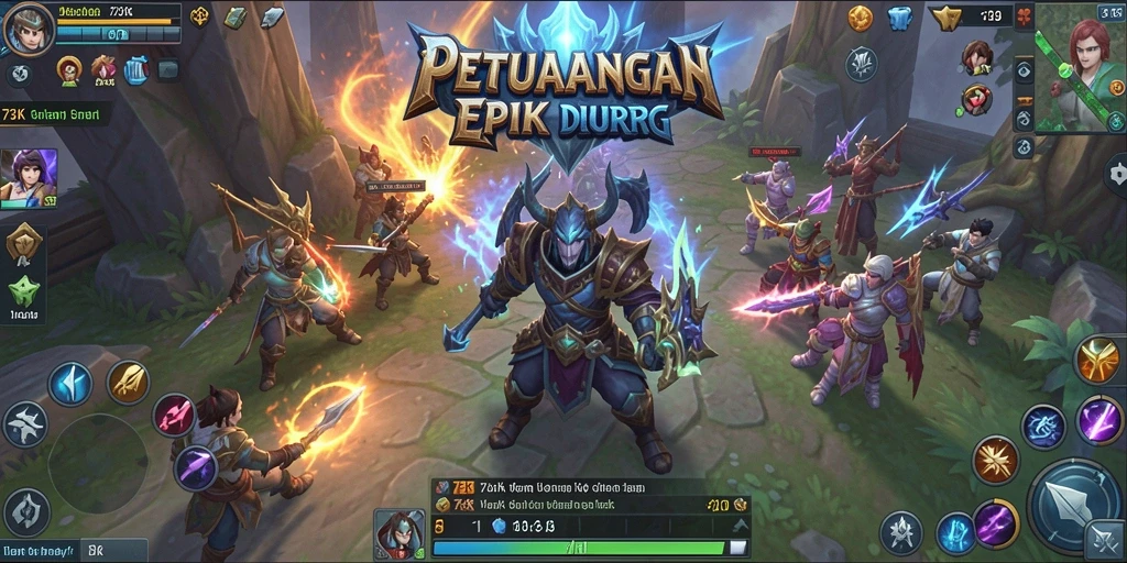 Screenshot gameplay 73K yang menampilkan pertarungan epik antar pemain.