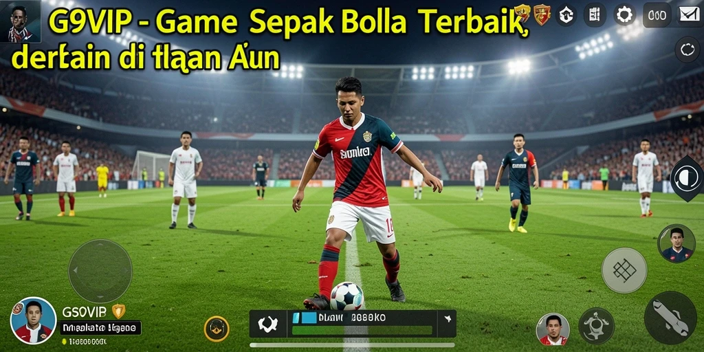 Tampilan menarik dari gameplay G9VIP yang menampilkan aksi sepak bola sesungguhnya.