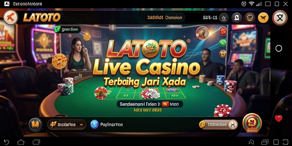 Screenshot utama LATOTO menampilkan dealer langsung yang interaktif dalam permainan kasino.