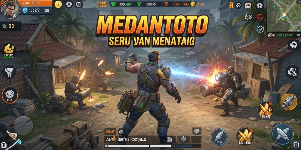 Tampilan gameplay seru di MEDANTOTO saat bertempur dalam mode Battle Royale.
